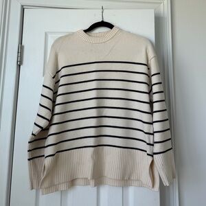 Zara Cream Sweater with Black Stripes